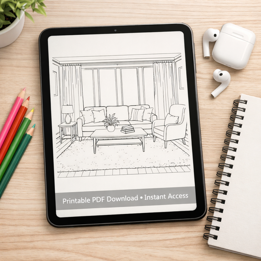 Interior Decorating Coloring Sheet – Printable PDF (1 Page)