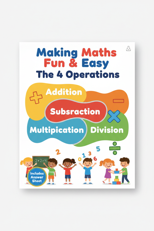 Making Maths Fun & Easy – The 4 Operations eBook Colourful Cover