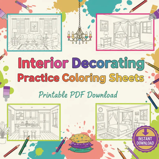 Interior Decorating Coloring – Practice Coloring Sheets (12)