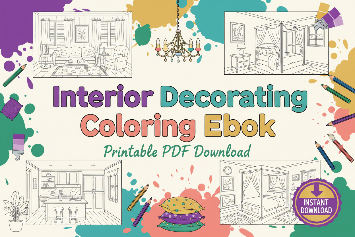Interior Decorating Coloring Ebook Cover